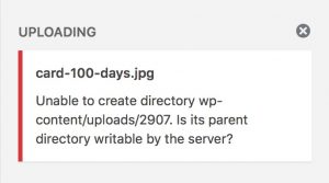 WordPress ошибка: Unable to create directory