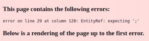 Error on line 35 at column 206: EntityRef: expecting ‘;’